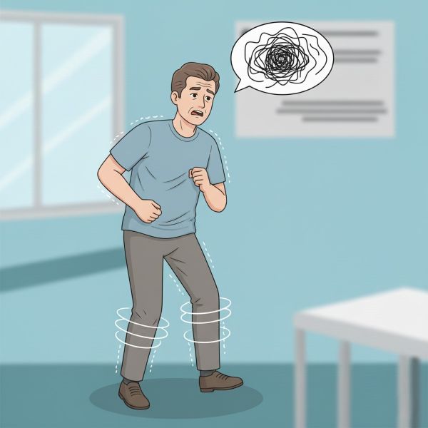 Person pacing due to akathisia