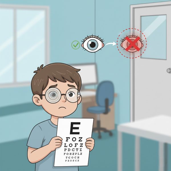 Illustration of strabismus leading to amblyopia