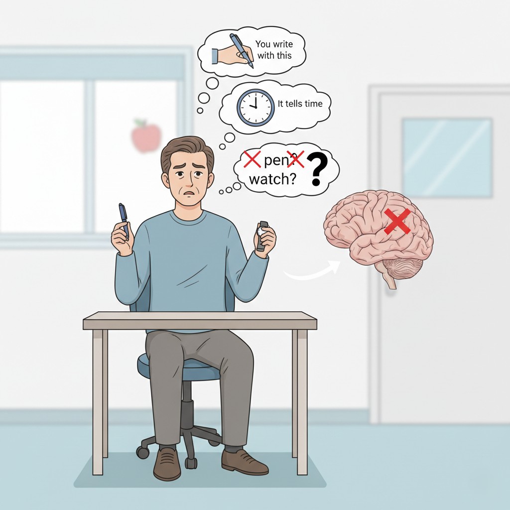 Confrontation naming task showing anomia