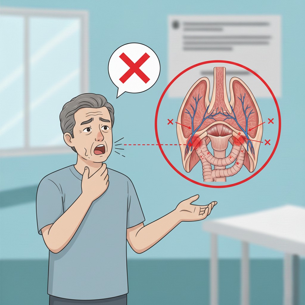 Anatomy of the larynx and vocal cords involved in aphonia