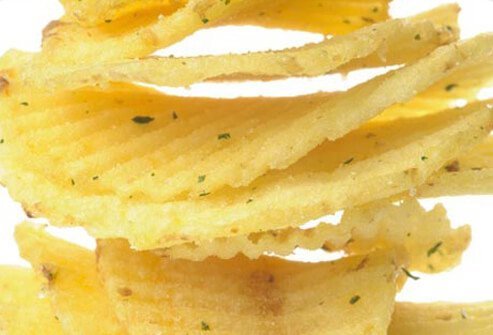 A stack of potato chips.