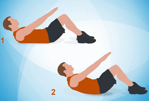 Lie flat on your back, with your knees bent and feet on floor.