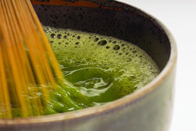 To prepare matcha tea, whisk together boiling water with matcha powder.