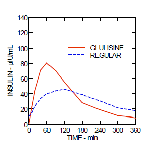 Pharmacokinetic profiles of insulin glulisine and regular human insulin - Illustration