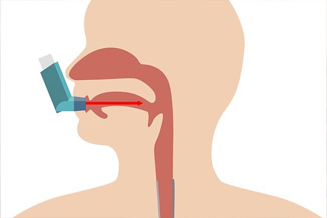 Aim the medicine at the back of your throat so it gets into your lungs. 