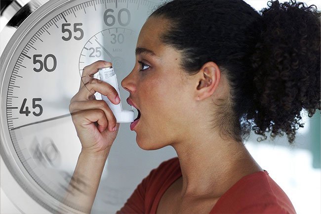 Wait about a minute in between puffs so that the medication can mix with the propellant in between doses. 