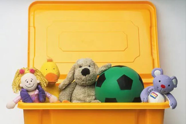 Choose a toy box that has a lid that won't fall on your child, preferably one with air holes for ventilation.