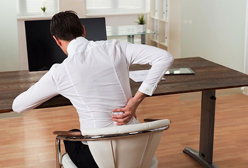 Sitting too long, along with slouching, stresses your back muscles, neck, and spine.