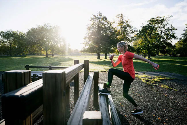 Step-ups don't need any equipment for this one, make sure you have access to a set of stairs.