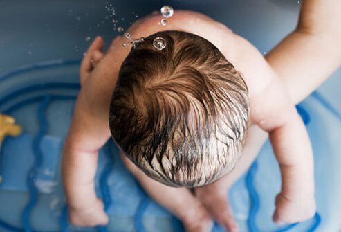 Once she's ready for baths and if she has hair, she’ll only need a shampoo once or twice a week.