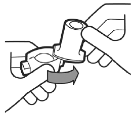Twist open inhaler by turning the mouthpiece to the right. - Illustration