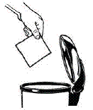 Close the disposal unit by folding the sticky sides
together - Illustration