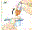 Press the top of the vial firmly into the orange - Illustration Press the top of the vial firmly into the orange - Illustration