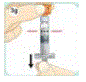 Gently tap the vial with the other hand - Illustration Gently tap the vial with the other hand - Illustration