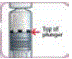 Slowly push in the plunger so the top of the plunger lines up with the black dashed Dose Line - Illustration Slowly push in the plunger so the top of the plunger lines up with the black dashed Dose Line - Illustration
