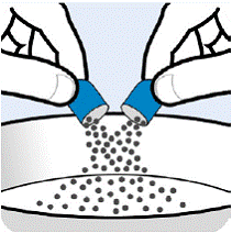 Empty the Oral Pellets into the bowl of
soft food  - Illustration