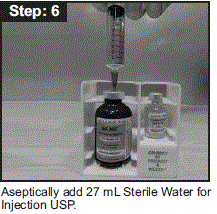 Aseptically add 27 mL Sterile Water for Injection USP - Illustration Aseptically add 27 mL Sterile Water for Injection USP - Illustration