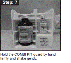 Hold the COMBI KIT guard by hand firmly and shake gently - Illustration Hold the COMBI KIT guard by hand firmly and shake gently - Illustration