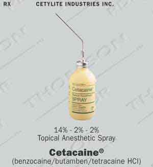 Cetacaine (benzocaine, aminobenzoate and tetracaine) 