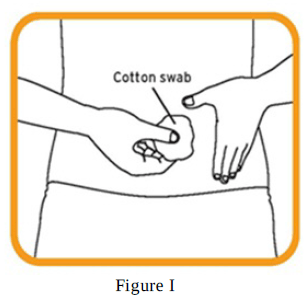 Insert the needle into your skin at about a 45 degree angle - Illustration