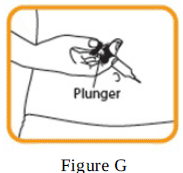 Remove the plastic ring needle cap
by pulling straight up on the plastic ring - Illustration