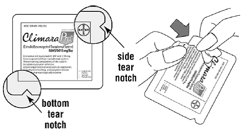 Remove the Climara Pro patch from the pouch - Illustration