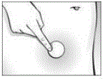 Rub the edges of the CombiPatch with your fingers to make sure that it will stick to your skin - Illustration
