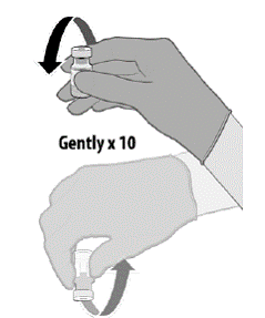 Before dilution invert vaccine vial gently 10 times - Illustration