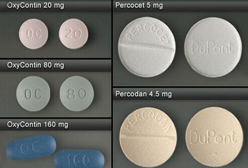 hese narcotic analgesics (pain relievers) are often misused by crushing pills so the time-release coatings are broken and abusers get the full narcotic effects of the drug.