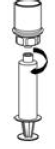Unscrew the syringe from the Mix2Vial transfer set - Illustration