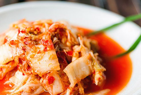 Fermented foods like this, made when bacteria feed on sugars in the vegetable, have natural probiotics that nourish the bacteria in your gut.