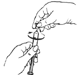 Shake the needle vigorously - Illustration