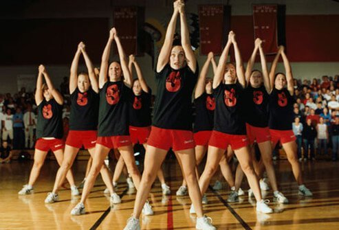 Photo of a team of cheerleaders.
