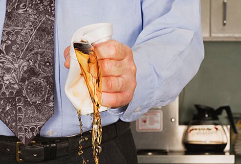 Smashed cup of coffee.