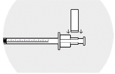 Depress the plunger until the syringe guide/ring mechanism comes gently into contact with the flange of the syringe - Illustration Depress the plunger until the syringe guide/ring mechanism comes gently into contact with the flange of the syringe - Illustration