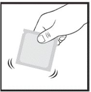 Tap the packet of DIACOMIT oral powder to
settle the medicine to the bottom of the packet - Illustration