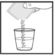 Empty the packet into the small drinking
cup - Illustration