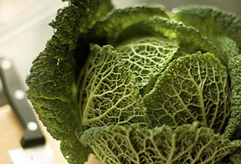 A photo of head of cabbage.