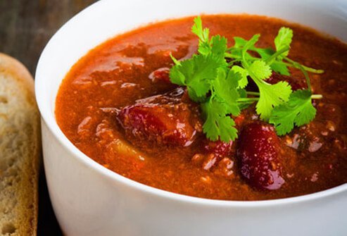 A photo of bowl of chili.