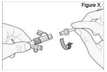 Twist the cassette tube to disconnect it from the longer straight (green) connector - Illustration