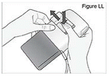 Push and hold the arrow button while sliding the battery door until it comes completely off the pump - Illustration