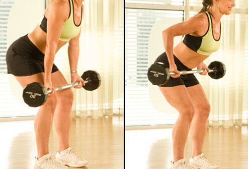 You work all the major muscles of your upper back, as well as your biceps.