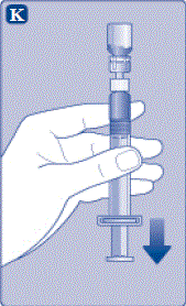 Invert the ESPEROCT vial and slowly draw the solution into the syringe - Illustration