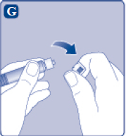 Break off the syringe cap from the pre-filled diluent syringe by snapping the perforation of the cap - Illustration