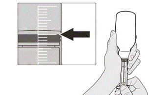 The top of the black plunger stopper must line up
with the mL marking on the oral syringe for your
prescribed daily dose - Illustration