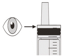 Check that there is no EVRYSDI left in the oral
syringe - Illustration