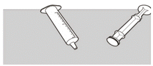 Place the oral syringe barrel and plunger on a
clean surface in a safe place to dry - Illustration