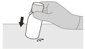 Gently tap the bottom of the bottle to loosen the powder - Illustration
