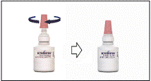 Place the pink cap back onto the EYSUVIS bottle and
tighten by turning clockwise - Illustration Place the pink cap back onto the EYSUVIS bottle and
tighten by turning clockwise - Illustration