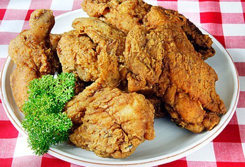 A plate of fried chicken.